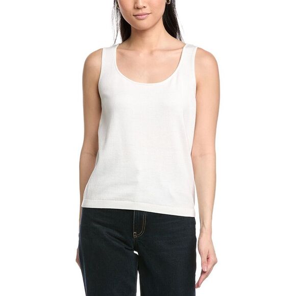 St. John WomensScoop Neck Cashmere-Blend Tank White